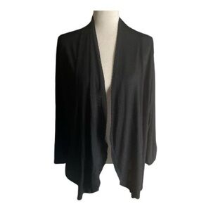 HOT GINGER-BLACK RIBBED OPEN FRONT LIGHTWEIGHT SWEATER-SIZE 1X